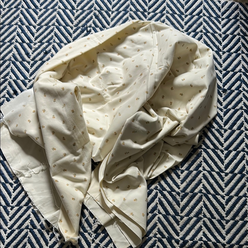 Designer Vintage Cream Fabric with Gold Flowers